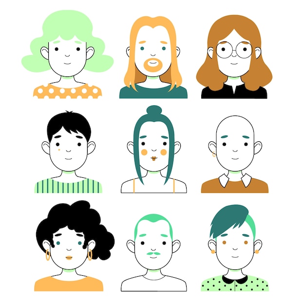 無料Vector さまざまな人と顔のグループ
