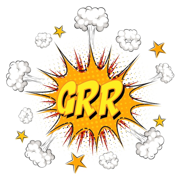 免费Vector 在白色背景上，漫画云爆炸中的“grr”文字