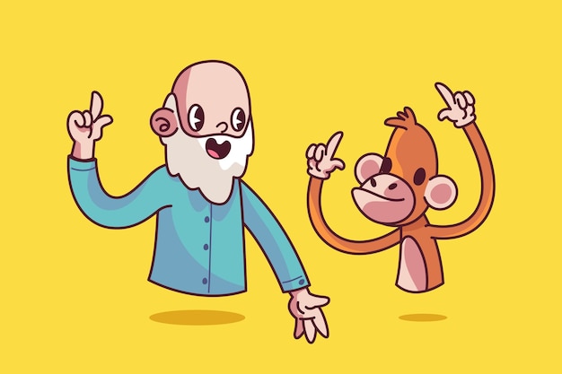 ฟรี Vector ภาพประกอบ ชาร์ลส์ ดาร์วิน ภาพวาดมือ
