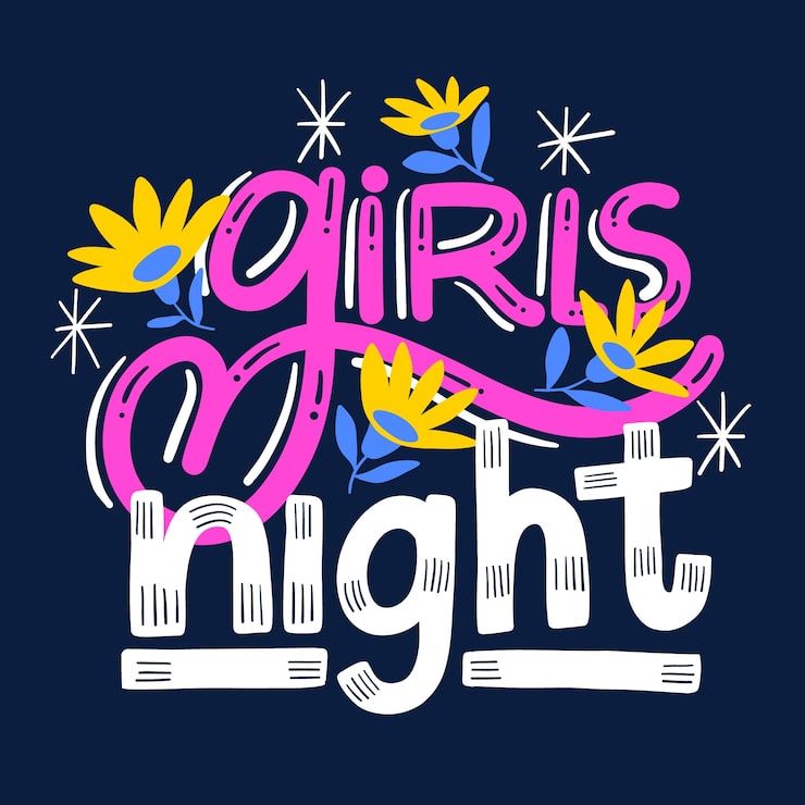 Hand drawn girls night lettering