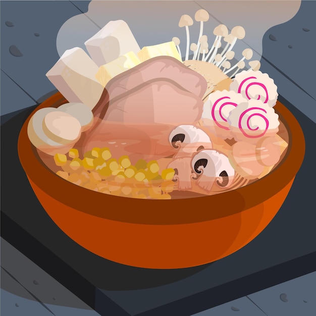 免费Vector 手绘火锅插图