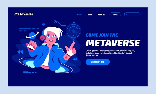 ฟรี Vector หน้า landing page แนวคิด metaverse แบบวาดด้วยมือ