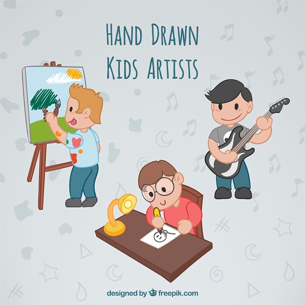 ฟรี Vector เด็กชายที่มีความสามารถวาดด้วยมือ