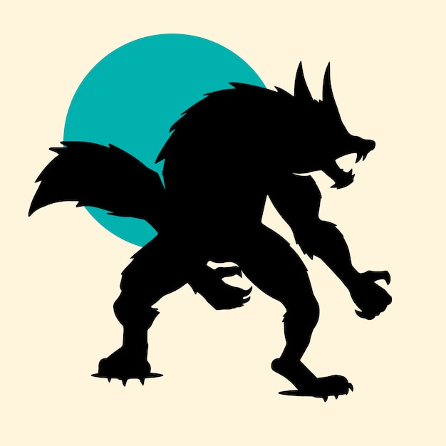 免费Vector 手绘狼人剪影