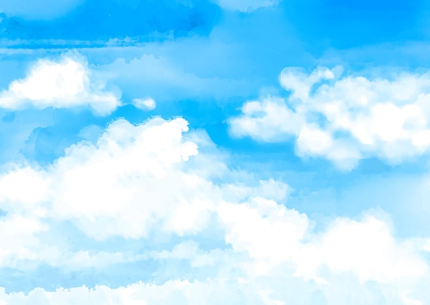 無料Vector 手描きの雲の背景と青い空
