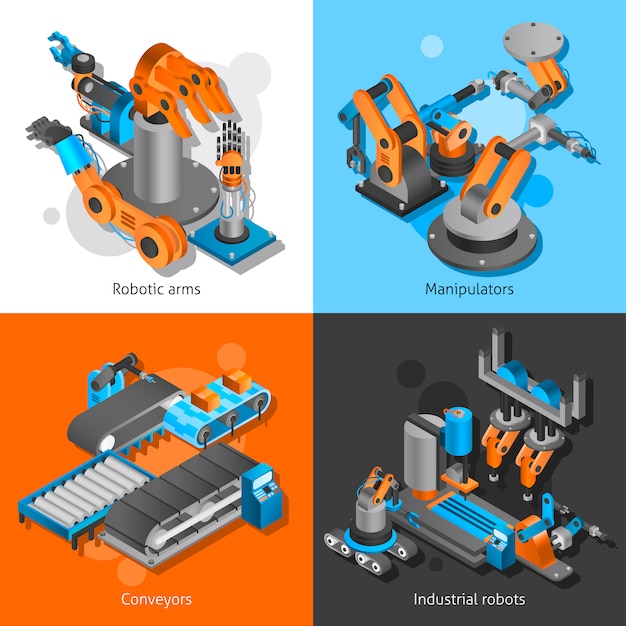 무료 Vector 산업용 로봇 세트