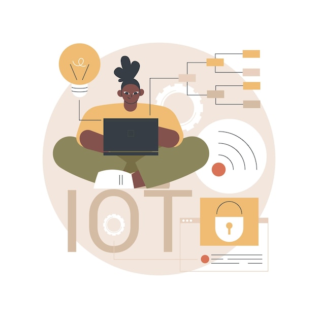 무료 Vector iot 개발 일러스트레이션