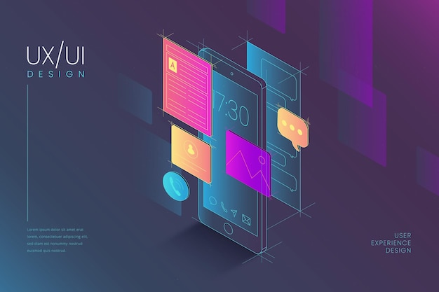 무료 Vector 선형 평면 ui/ux 배경