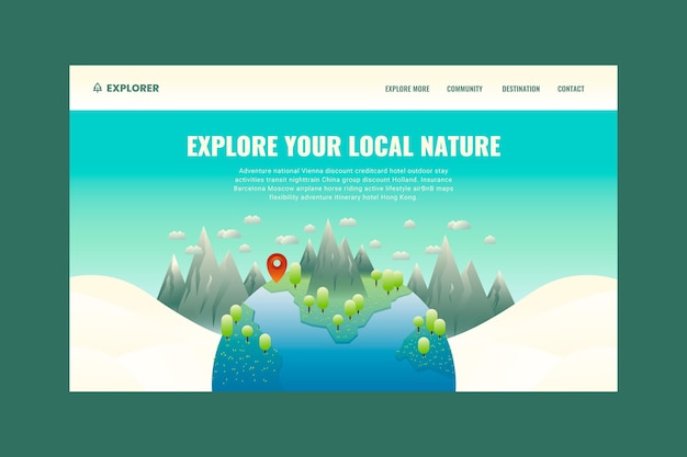 ฟรี Vector เทมเพลตหน้า landing page การท่องเที่ยวในท้องถิ่น