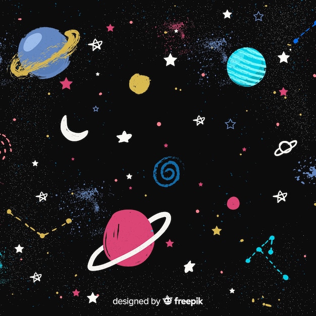 無料Vector 素敵な手描きの銀河の背景