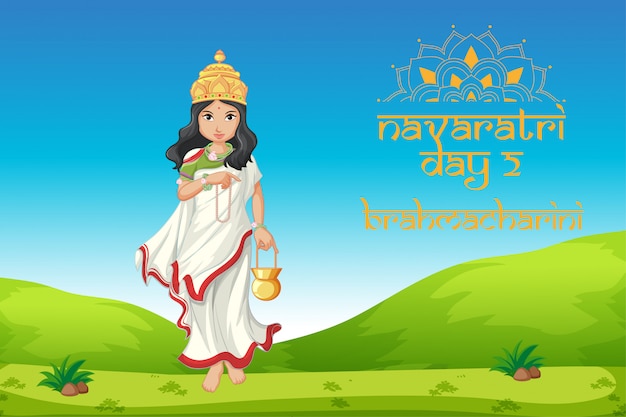 मुफ़्त वेक्टर देवी के साथ नवरात्रि पोस्टर