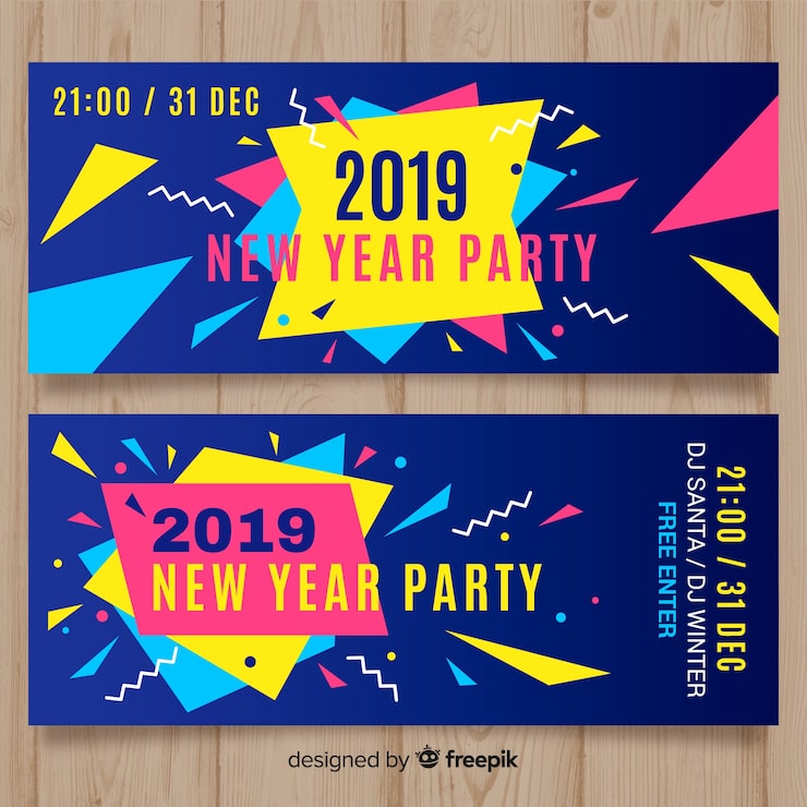 免費 Vector 新年 2019 年旗<br >