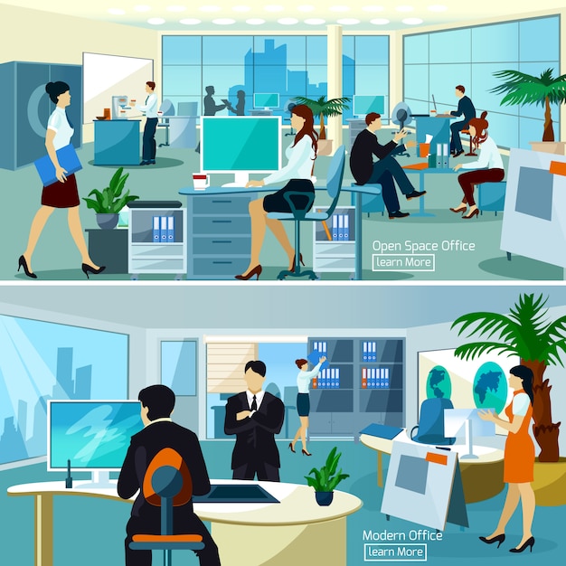 ฟรี Vector องค์ประกอบสํานักงานที่มีผู้คนทํางาน