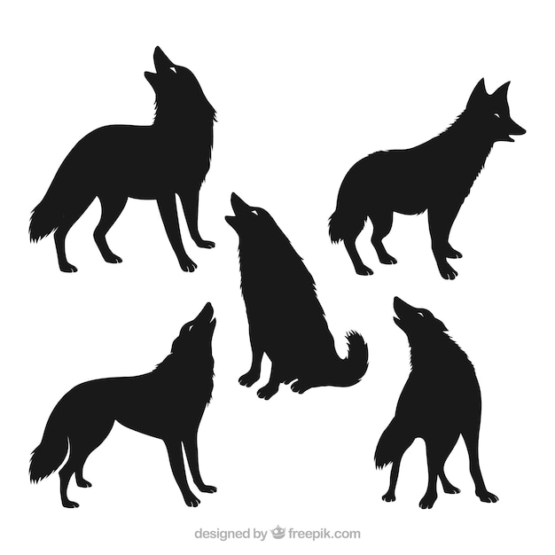 免费Vector 五只狼的轮廓包