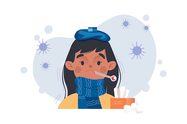 免费Vector 感冒的人