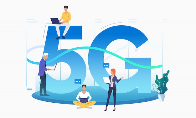 무료 Vector 고속 5g 네트워크를 사용하는 전문가