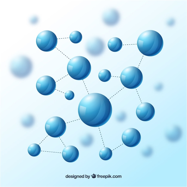 免費 Vector 藍色分子的真實模糊背景