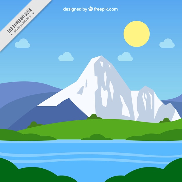 ฟรี Vector พื้นหลังแม่น้ำและภูเขา
