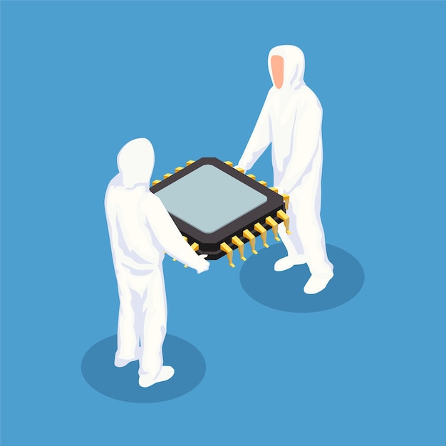 무료 Vector 반도체 아이소메트릭 디자인 컨셉