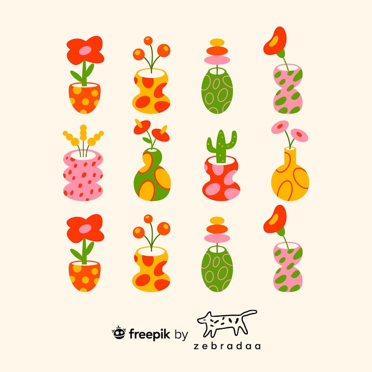 Set of abstract flowers