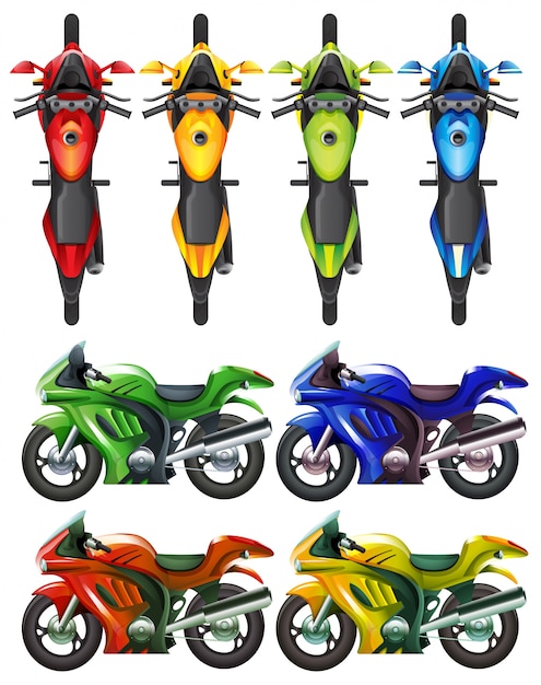 無料Vector 多くの色のイラストのオートバイのセットイラスト