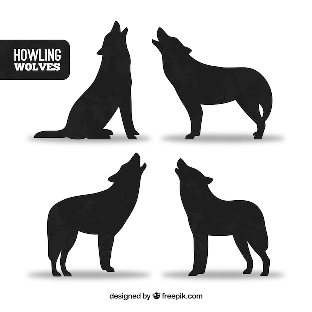免费Vector 狼嚎叫的轮廓图合集