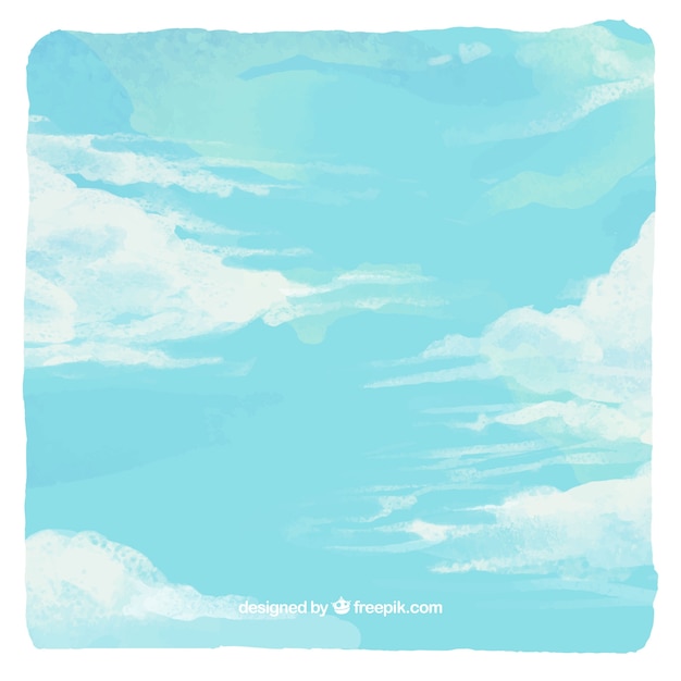 無料Vector 水彩スタイルの雲の背景の空