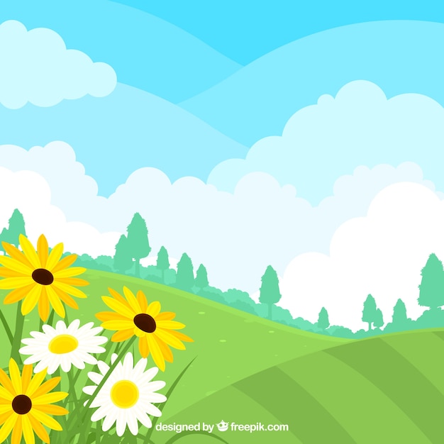 無料Vector 春の風景の背景