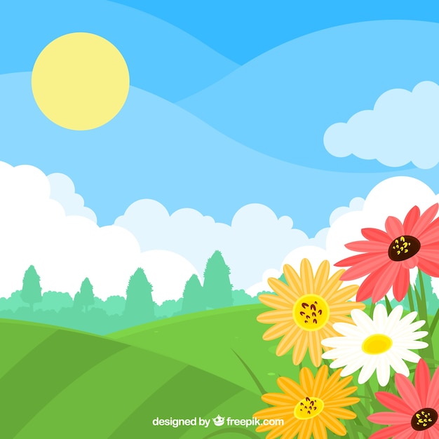 無料Vector 春の風景の背景