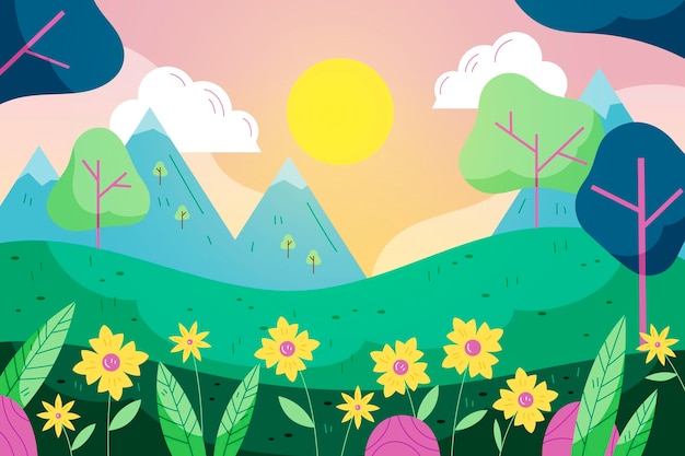 免费Vector 春天景色