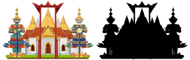 ฟรี Vector สถานที่ท่องเที่ยวแลนด์มาร์กประเทศไทยพร้อมภาพเงา