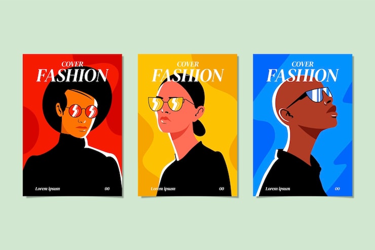 Trendy fashion portraits covers collection