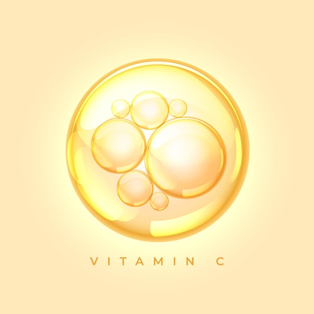免费Vector 维生素c抗坏血酸水溶液气泡设计