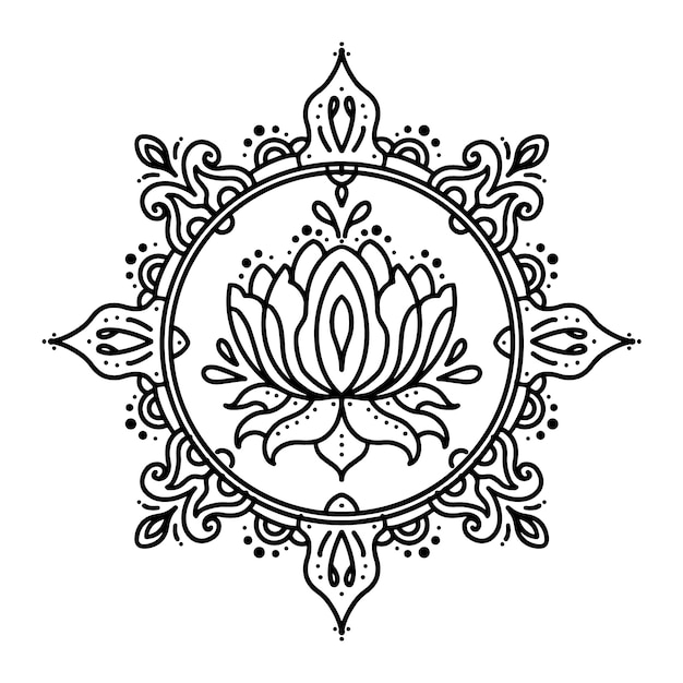 免费Vector 水彩曼陀罗莲花图