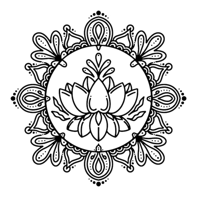 免费Vector 水彩曼陀罗莲花图