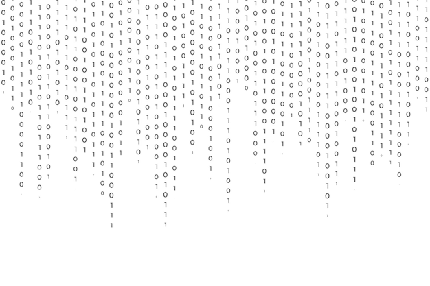 web tech white background with falling binary code programming algorithm