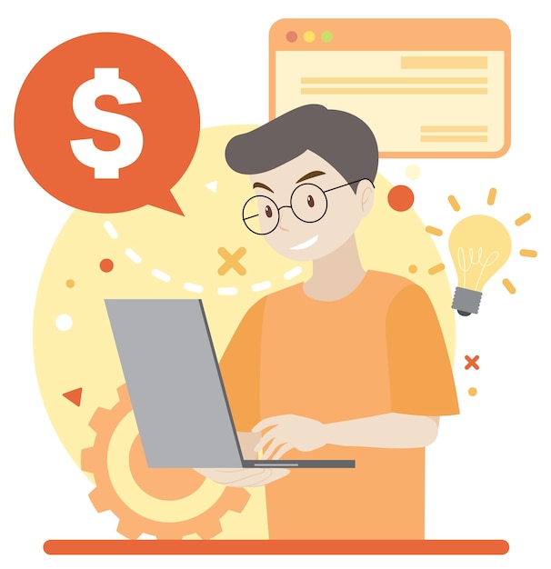 ฟรี Vector ดีไซน์แบบเรียบของตัวละครที่ใช้งานได้จริงส าหรับแบนเนอร์เว็บ