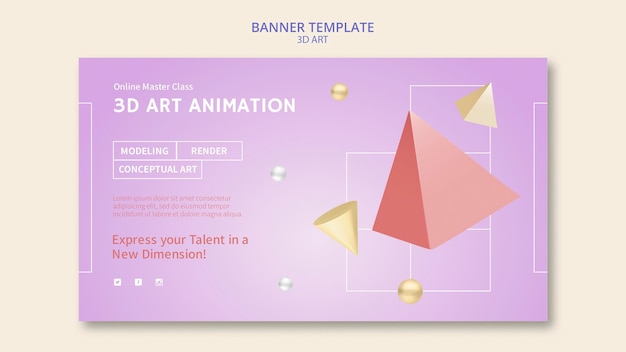 Kostenlose PSD 3d art banner vorlage