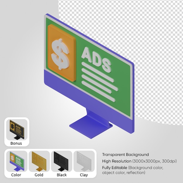 Kostenlose PSD 3d-computerwerbung