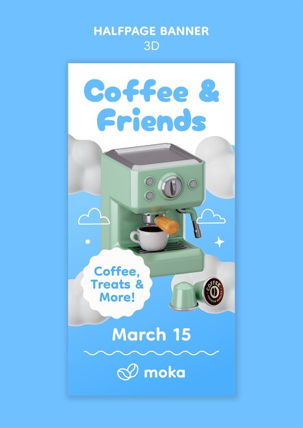 Kostenlose PSD 3d-kaffee-branding-vorlage