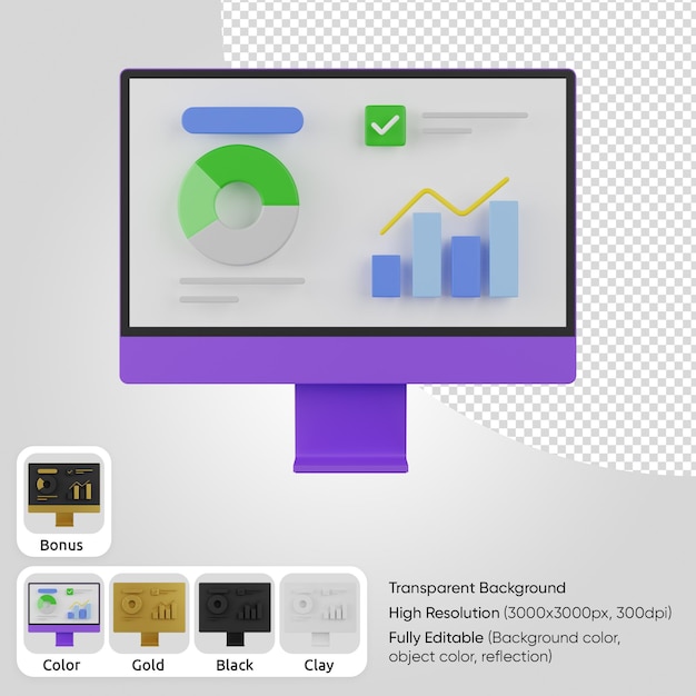 Kostenlose PSD 3d-pc mit statistikfront