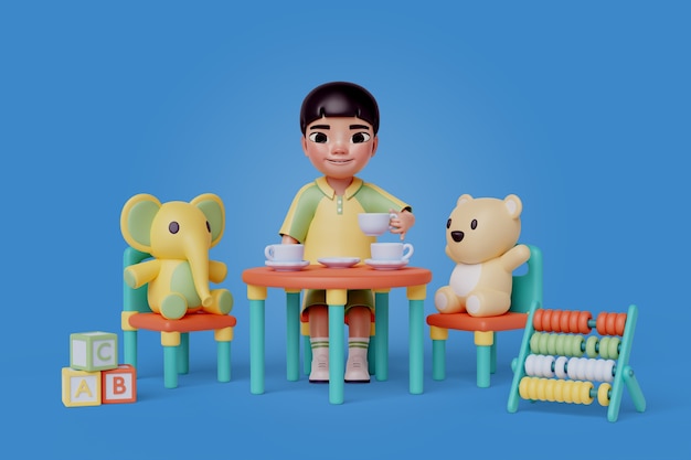 Kostenlose PSD 3d-rendering des kindergartencharakters