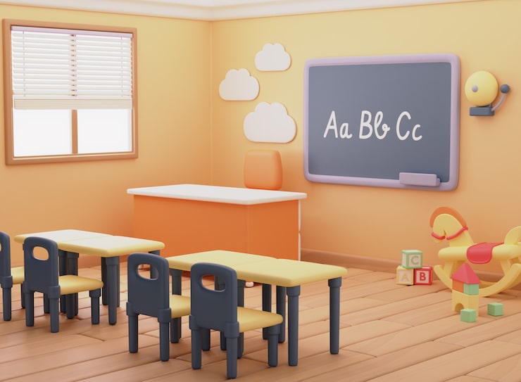 Kostenlose PSD 3d-rendering einer kindergarten-illustration