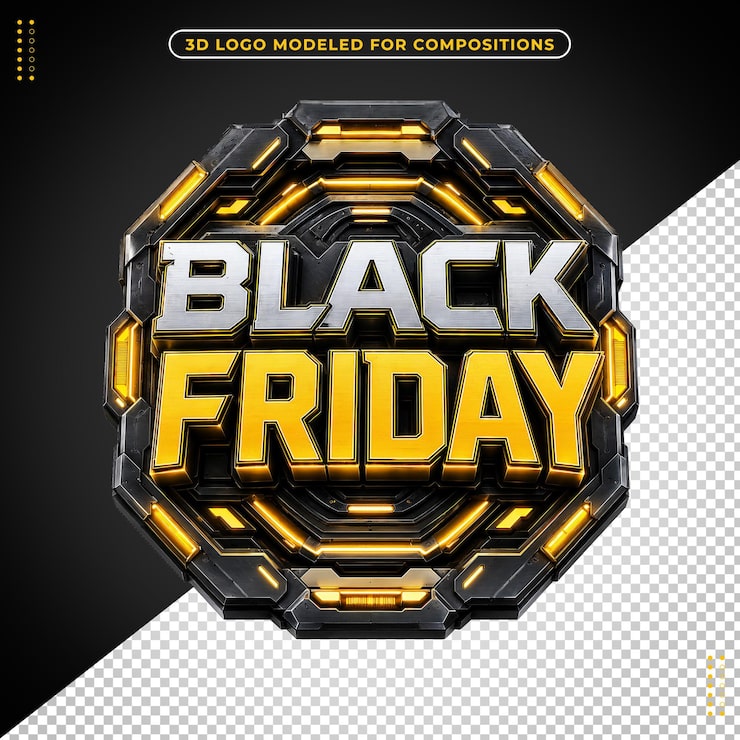 Kostenlose PSD 3d-sechseck black friday stempel für kompositionen