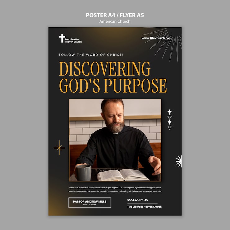 Kostenlose PSD amerikanisches kirchenvorlagendesign