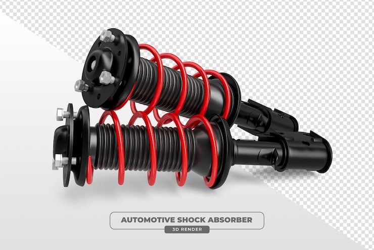 Kostenlose PSD automobilstoßdämpfer in 3d-rendering mit durchsichtigem hintergrund