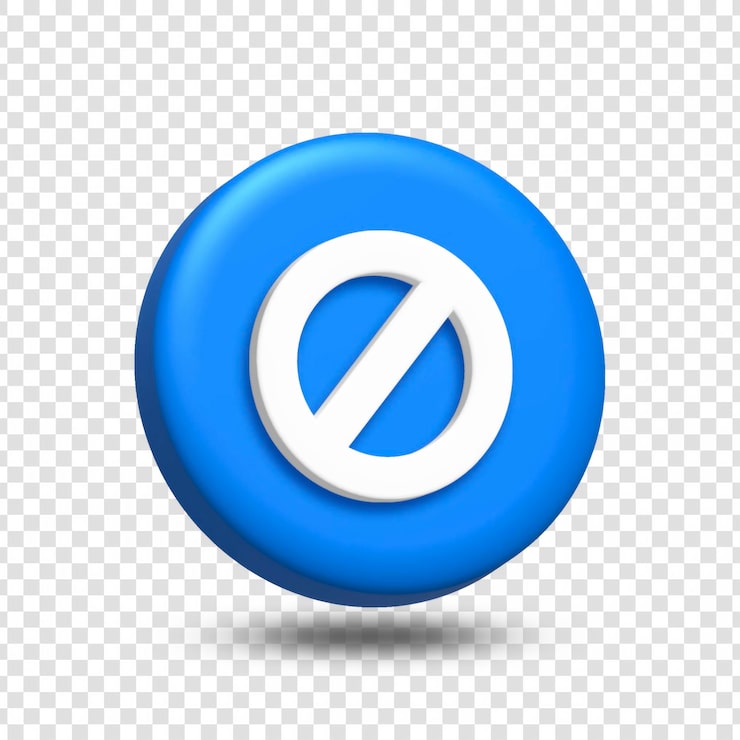 Kostenlose PSD blauer 3d-kreis-button mit weißem verbotszeichen