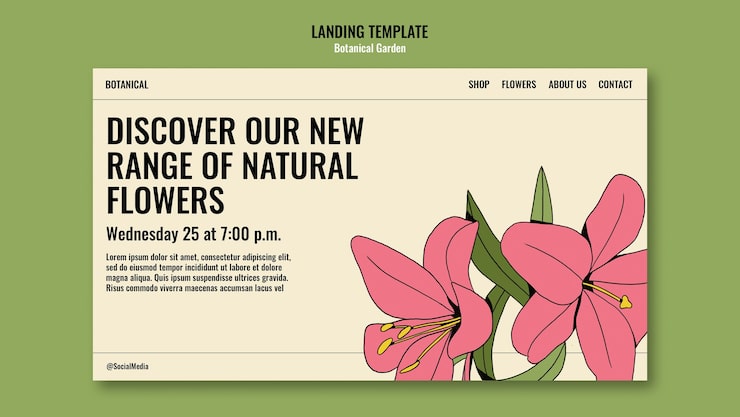 Kostenlose PSD botanische gartenschablone des flachen designs