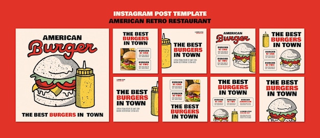 Kostenlose PSD burger-vorlage im flachen design