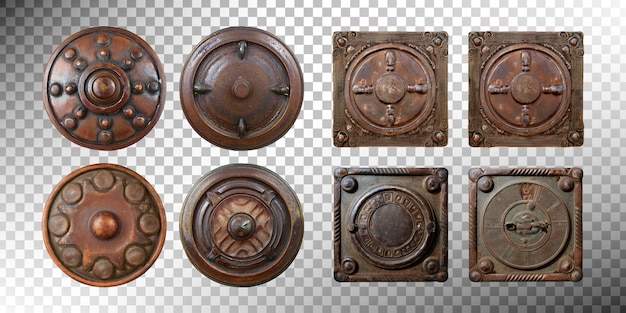 Kostenlose PSD dekorative vintage-bronzen-hardware-elemente